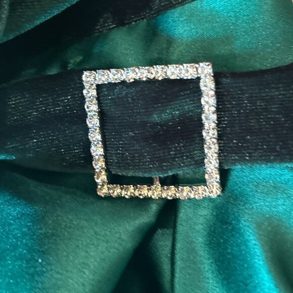 Vintage NWT Kelly Green Velvet & Satin Formal Gown Old Hollywood Prom Wedding - Picture 7 of 10